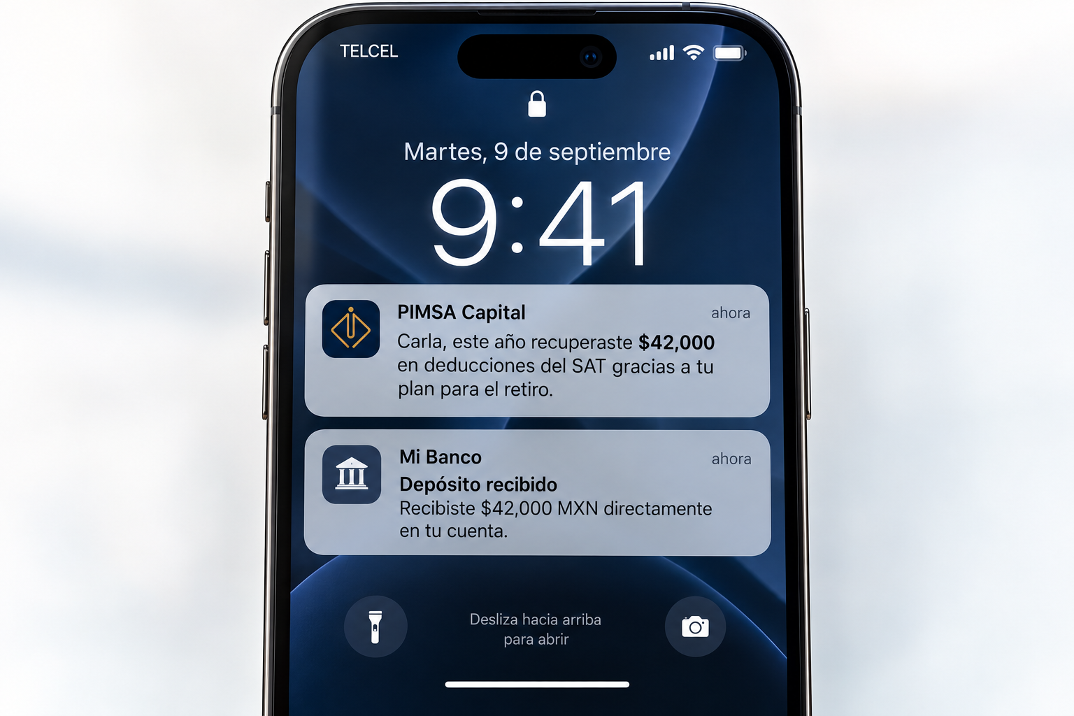 Notificación en celular: recuperaste $42,000 en deducciones del SAT gracias a tu plan para el retiro